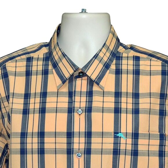 Tommy Bahama Burnt Orange/Black Plaid Long Sleeves Men's Shirt Sz XL MINT COND. - Picture 2 of 4